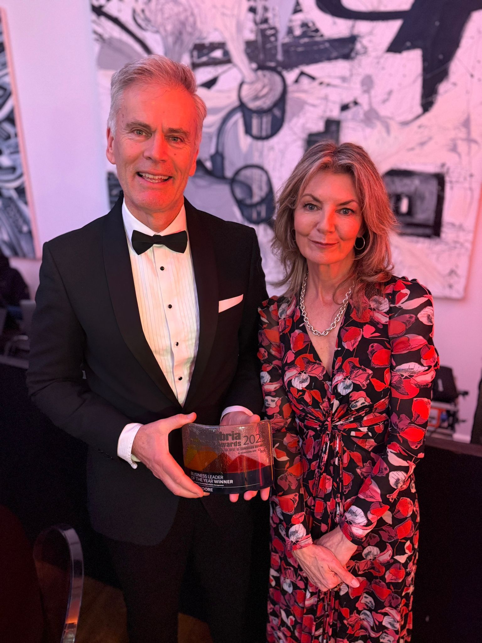 Des Moore, Chief Executive Officer (CEO) at The Cumberland, with Comedian and Writer, Jo Caulfield