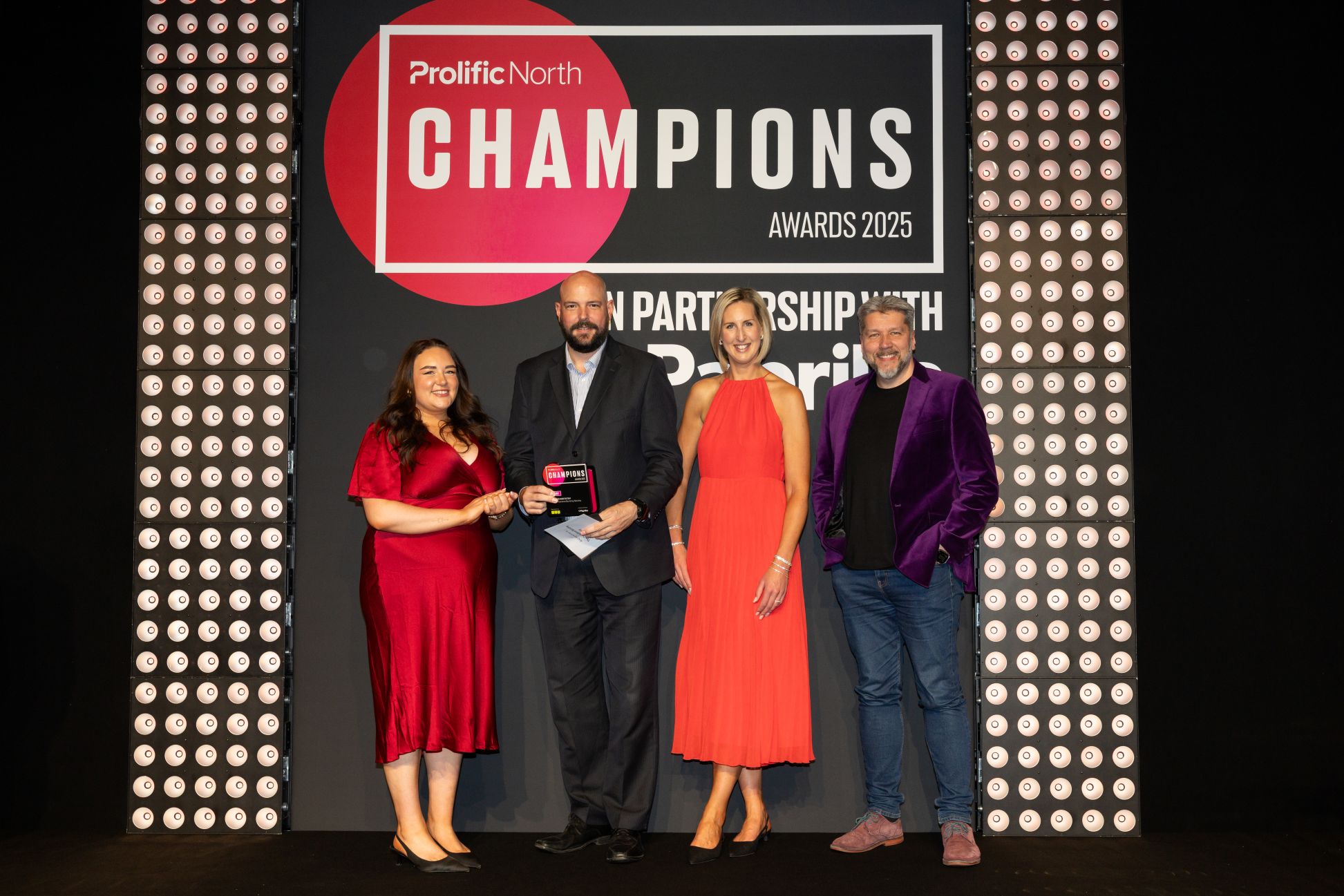 The Cumberland's marketing team picking up the Best In-House Marketing Team award at the Prolific North awards.