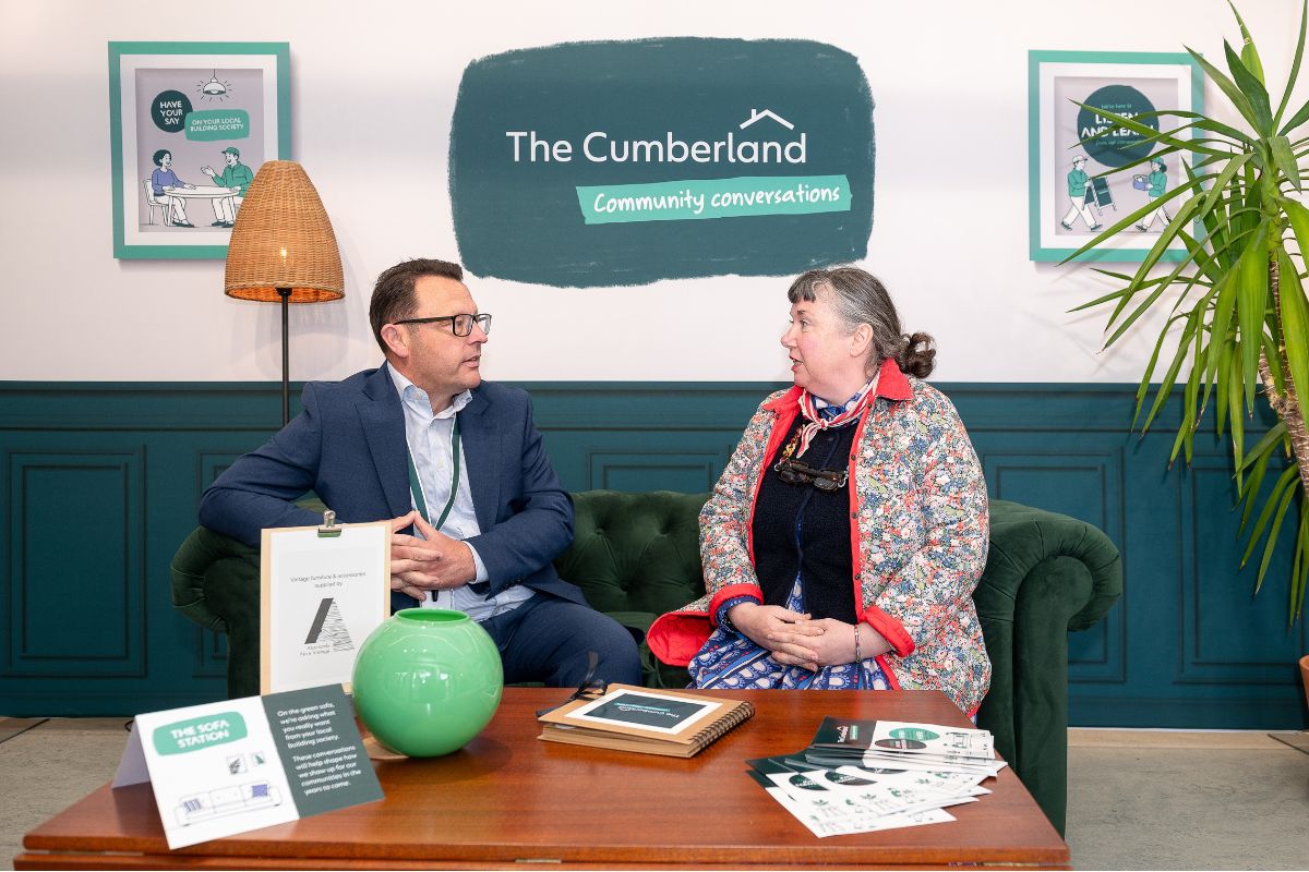 Stuart Miller, CEO of the Cumberland Building Society and Leah Halliday, owner of gift shop Flourish