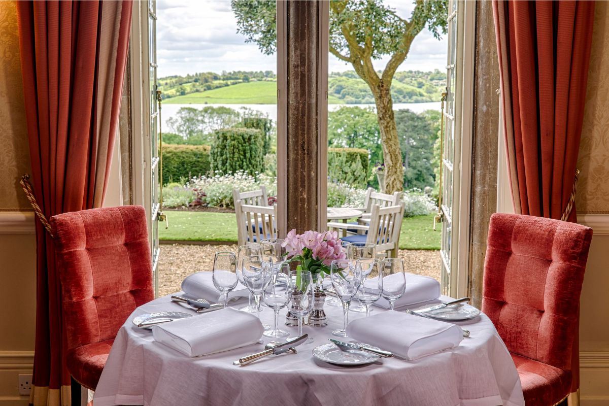 Table setting in the restaurant at Hambleton Hall