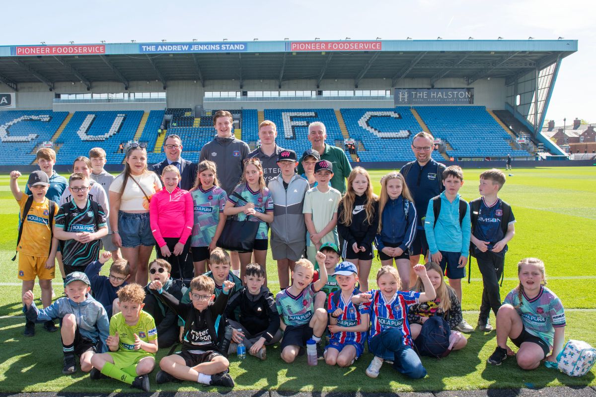 Children at Brunton Park, Carlisle, as part of the Community Ticket Scheme partnership.