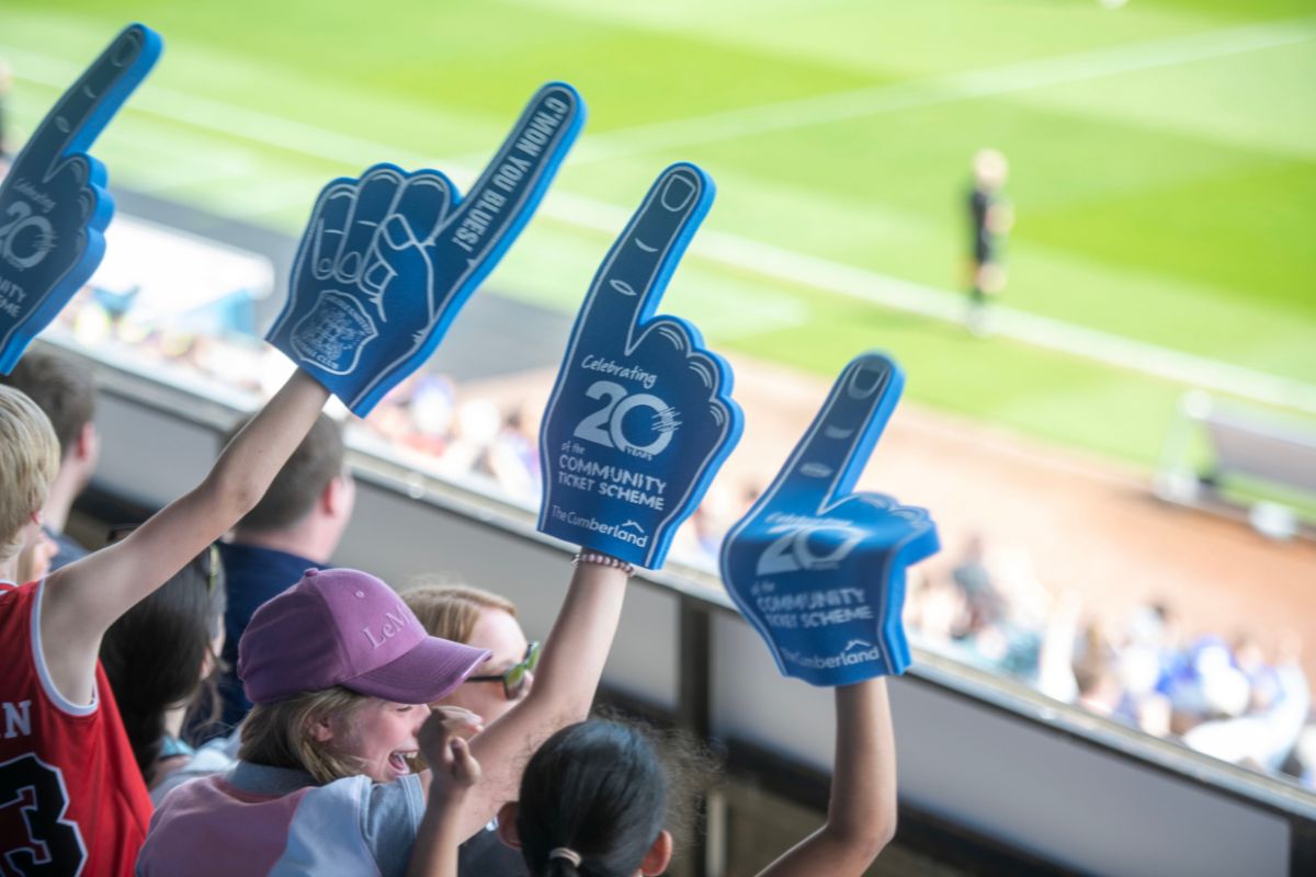 Children at Brunton Park, Carlisle, as part of the Community Ticket Scheme partnership.