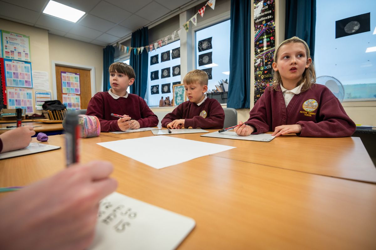 Children taking part in in the FutureJam session at Alston Primary School.
