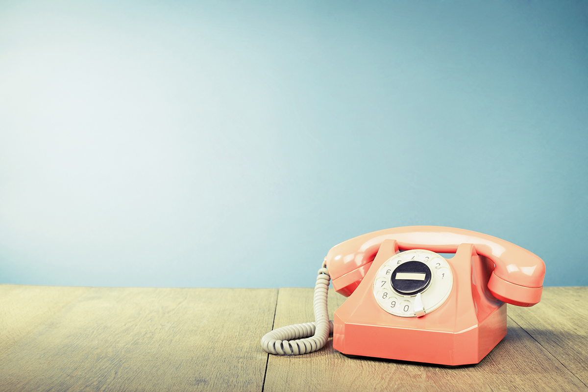 Pink phone in a home