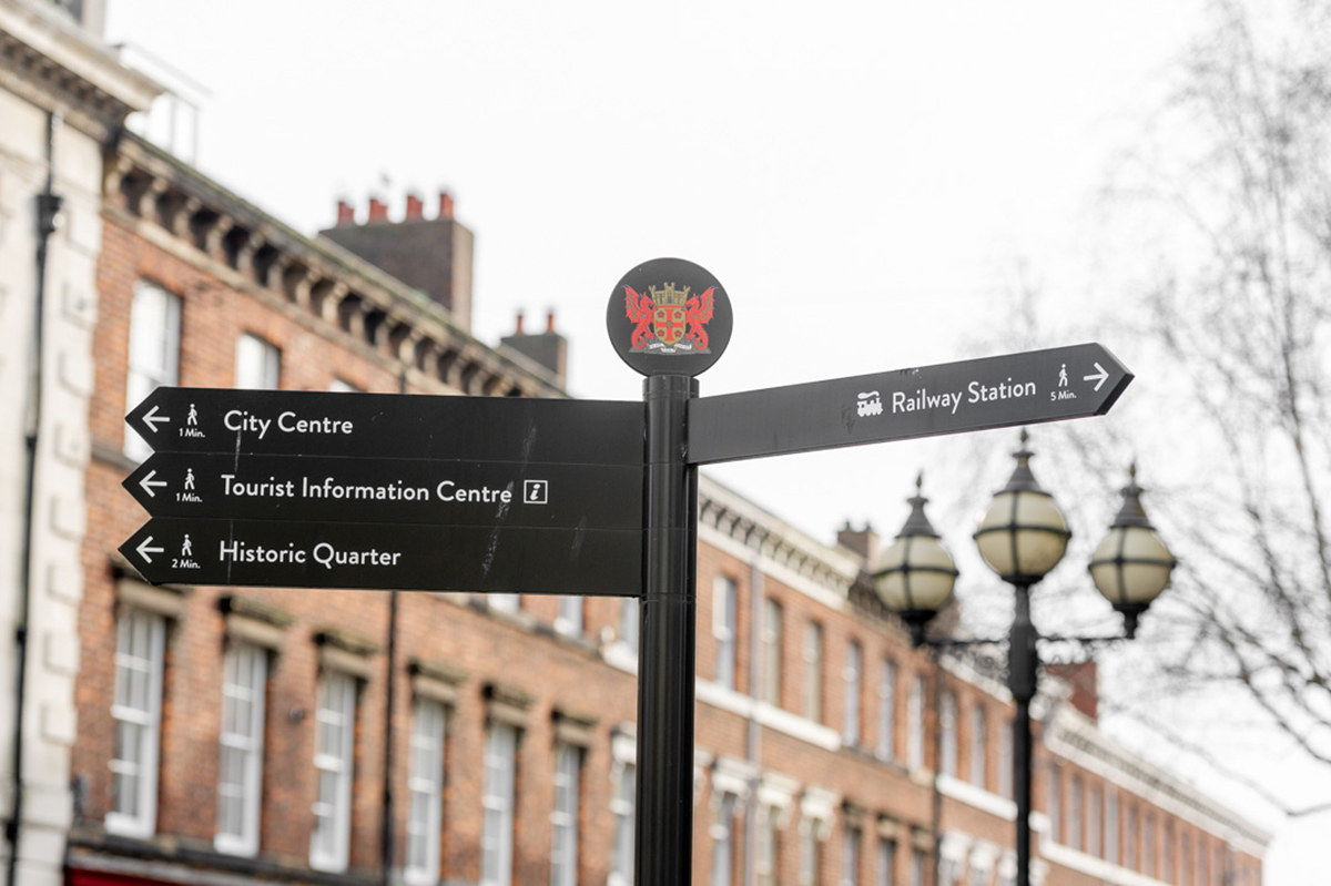 Carlisle city centre sign post