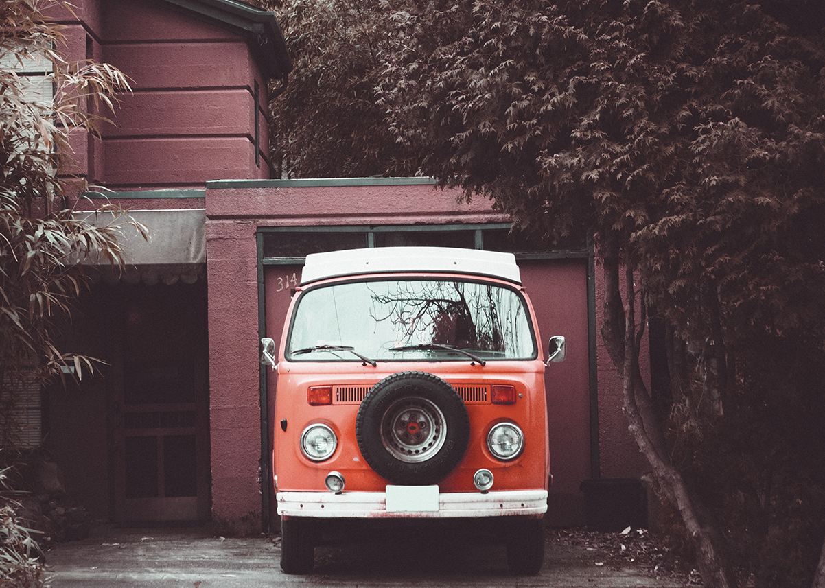 Campervan parked in fornt of a home